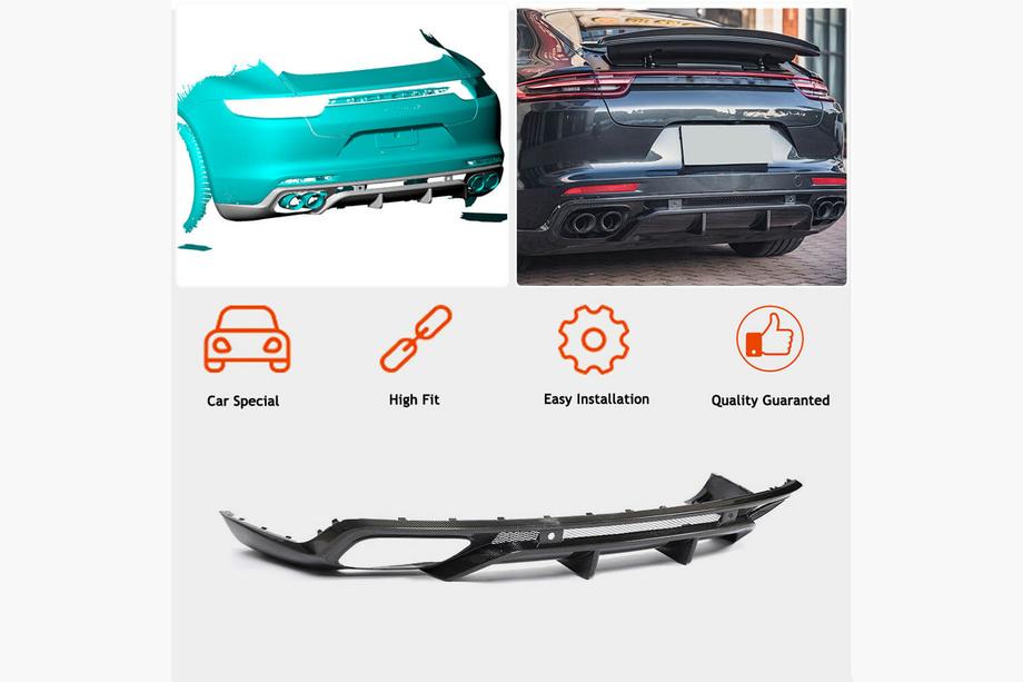 Porsche Panamera 2016-2023 гг. Диффузор заднего бампера (2016-2020, Карбон) Фото 2