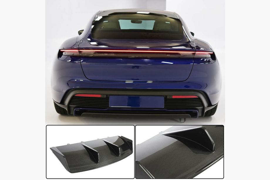 Porsche Taycan 2019- гг. Диффузор заднего бампера (для 2019-2024 Turbo S SD, Карбон) Image