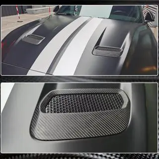 Накладка на капот (2018-2023, Карбон) Ford Mustang 2015-2023 гг. фото 4