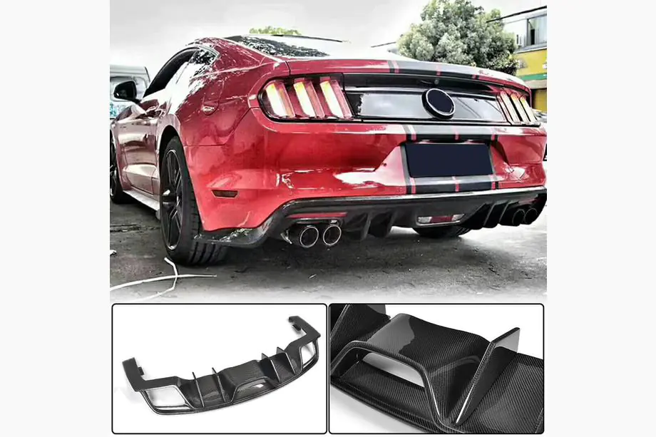 Ford Mustang 2015-2023 гг. Диффузор заднего бампера V1 (2015-2017, Карбон) Image