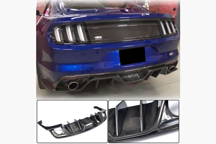 Ford Mustang 2015-2023 гг. Диффузор заднего бампера V2 (2015-2017, Карбон) Image