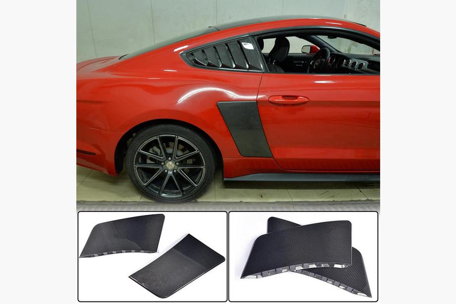 Ford Mustang 2015-2023 гг. Накладки на задние крылья (2015-2017, Карбон) Фото 1