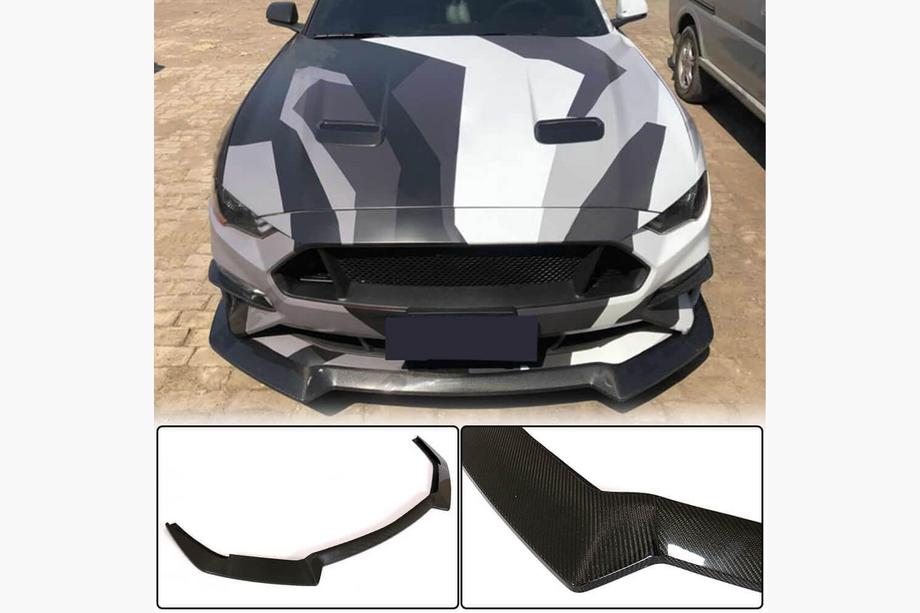 Ford Mustang 2015-2023 гг. Накладка на Передний Бампер Lip (2017-2020, Карбон) Image