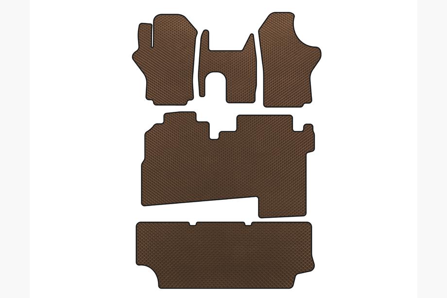 Hyundai H200, H1, Starex 1998-2007 гг. Коврики EVA (2004-2007, 3 ряда, 8-местный, Коричневый) Image