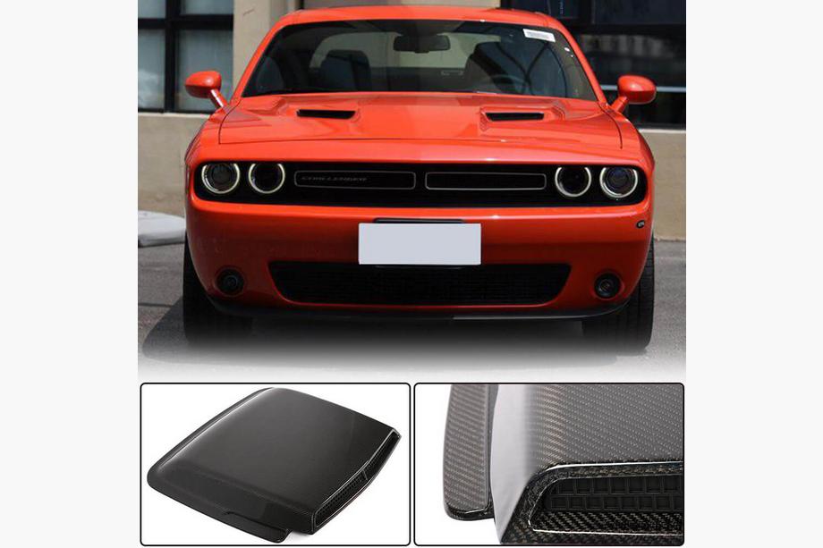 Dodge Challenger 2008-2023 гг. Накладка на Капот (2015-2019, Карбон) Фото 1