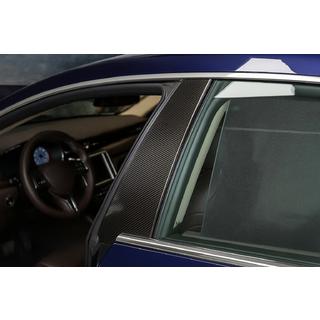 Накладки на дверные стойки Карбон (2013-2017) Maserati Quattroporte 2013-2023 гг. фото 1