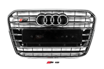 Audi A6 C7 2011-2017 гг. Передняя черная решетка с хромированной рамкой S-style (2011-2014) фото 1