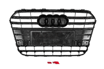 Audi A6 C7 2011-2017 гг. Передняя черная решетка с хромированной рамкой S-style (2011-2014) фото 4