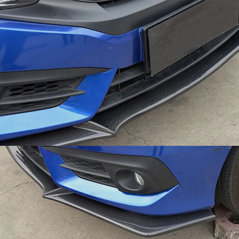 Передний Бампер Лип Спойлер (Карбон) Honda Civic Sedan X 2016-2021 гг. фото 3