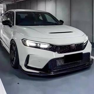 Накладка на передний бампер Lip V2 (Карбон) Honda Civic HB 2021- гг. фото 3