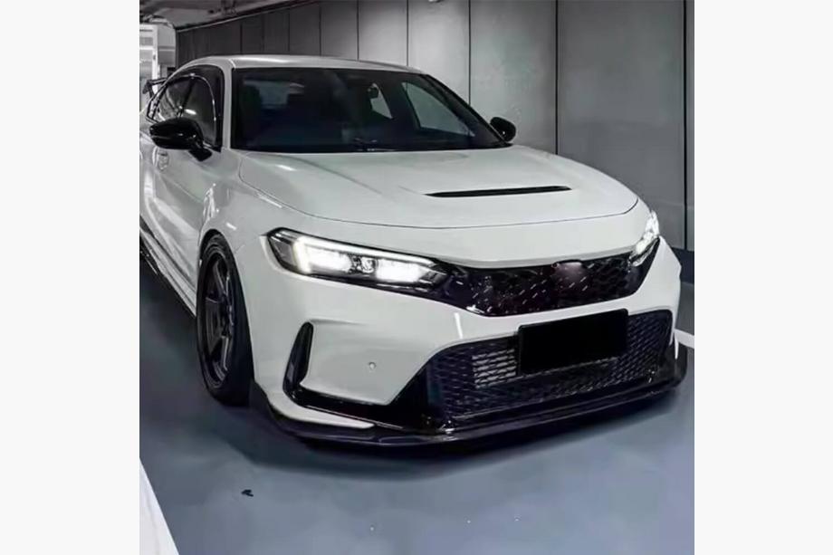 Honda Civic HB 2021- гг. Накладка на передний бампер Lip V2 (Карбон) Фото 3