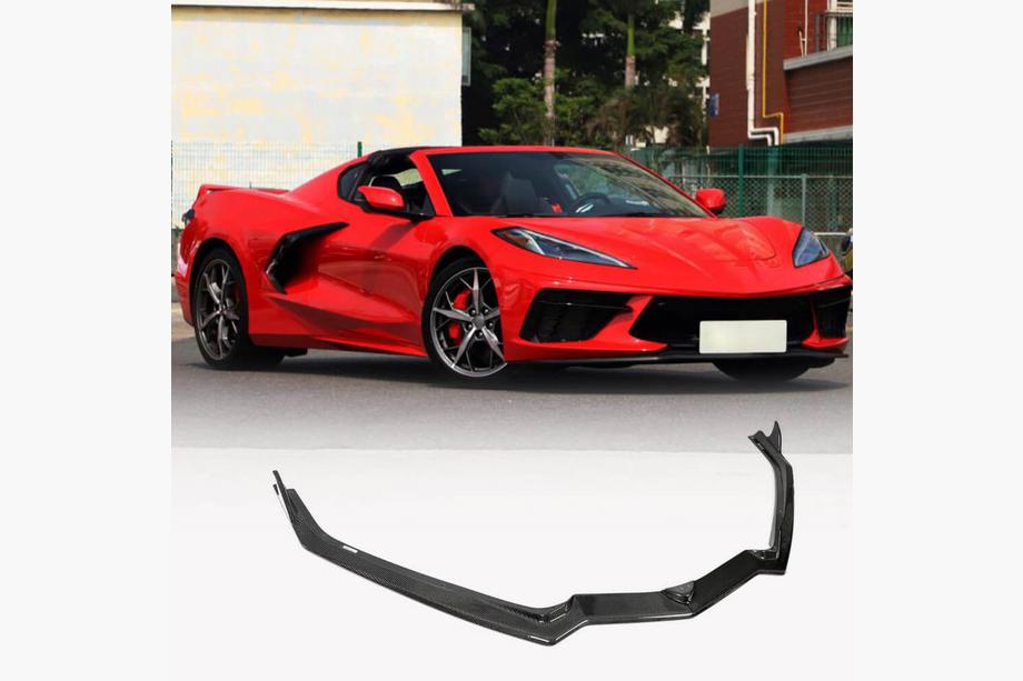 Chevrolet Corvette C8 2019- гг. Накладка На Передний Бампер Lip (2019-2022, Карбон) Image