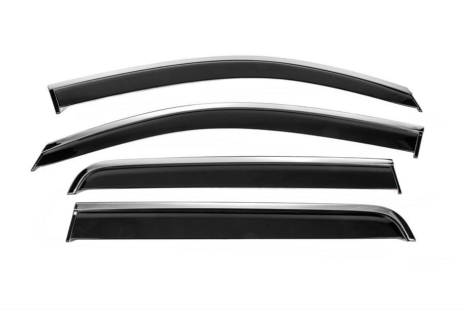 Toyota Hilux 2006-2015 гг. Ветровики с хромированным молдингом Niken Luxury (2011-2015, 4 шт) Image