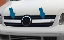 Volkswagen T5 Transporter 2003-2010 гг. Накладки на центральную часть решетки (2 шт, нержавейка) OmsaLine - Итальянская Нержавейка фото 6