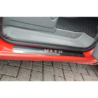 Накладки на пороги Carmos (2 шт, нержавеющая сталь) Mercedes Vito W639 2004-2014 гг. фото 1