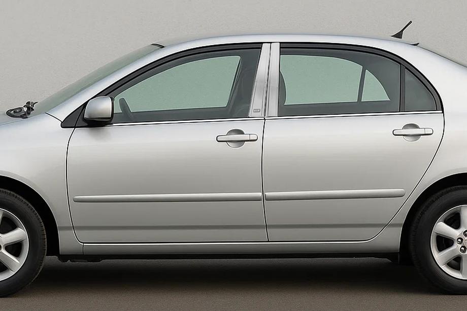 Toyota Corolla 2002-2007 гг. Хром накладки на стойки (4 шт, нерж сталь) Image