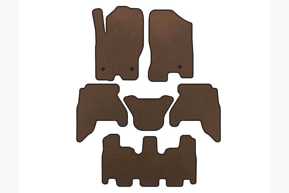 Nissan Pathfinder R51 2005-2014 гг. Коврики EVA (3 ряда, Коричневые, 2010-2014) Image