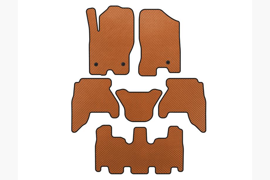 Nissan Pathfinder R51 2005-2014 гг. Коврики EVA в салон (3 ряда, оранжевые, 2010-2014) Image