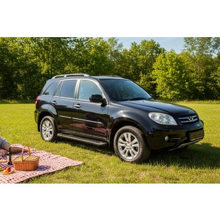 Боковые Подножки Allmond Black (2 шт., Алюминий) Chery Tiggo 1 2005-2016 гг. фото 1