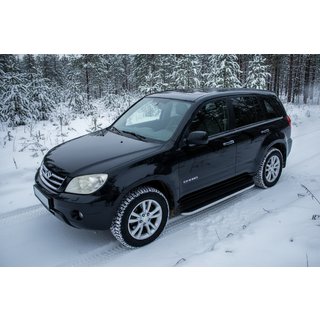 Боковые Подножки Tayga (2 шт., Алюминий) Chery Tiggo 1 2005-2016 гг. фото 1