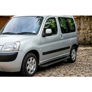 Боковые Подножки Allmond Black (2 шт., Алюминий) Peugeot Partner 1996-2008 гг. фото 1