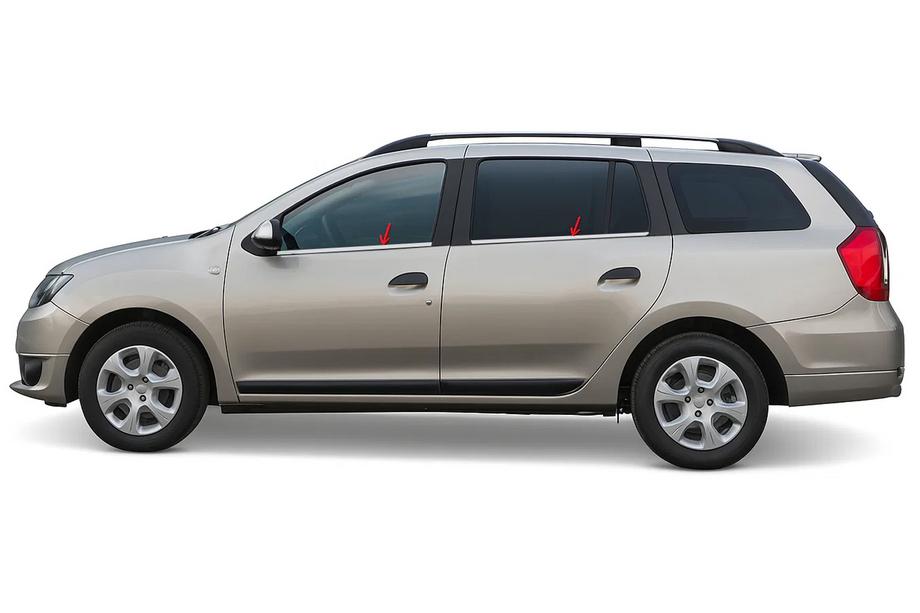 Renault Logan MCV 2013-2022 гг. Окантовка окон нержавейка (4 шт) OmsaLine - Итальянская Нержавейка Image
