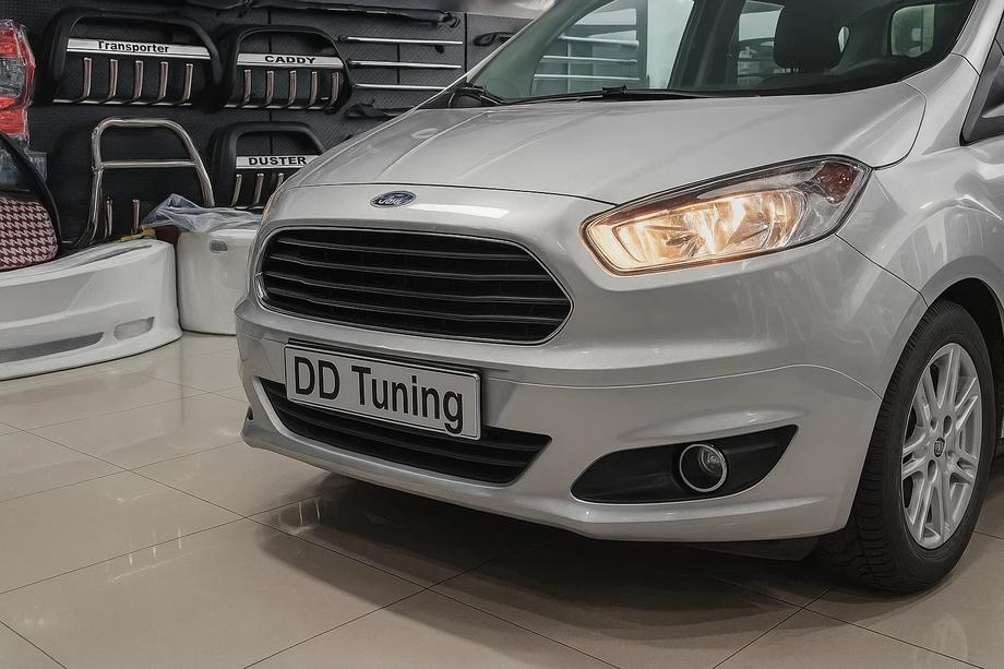 Ford Courier 2014-2023 гг. Накладки на противотуманные фары (2014-2018, 2 шт, нержавейка) Carmos - Турецкая Нержавеющая Сталь Image