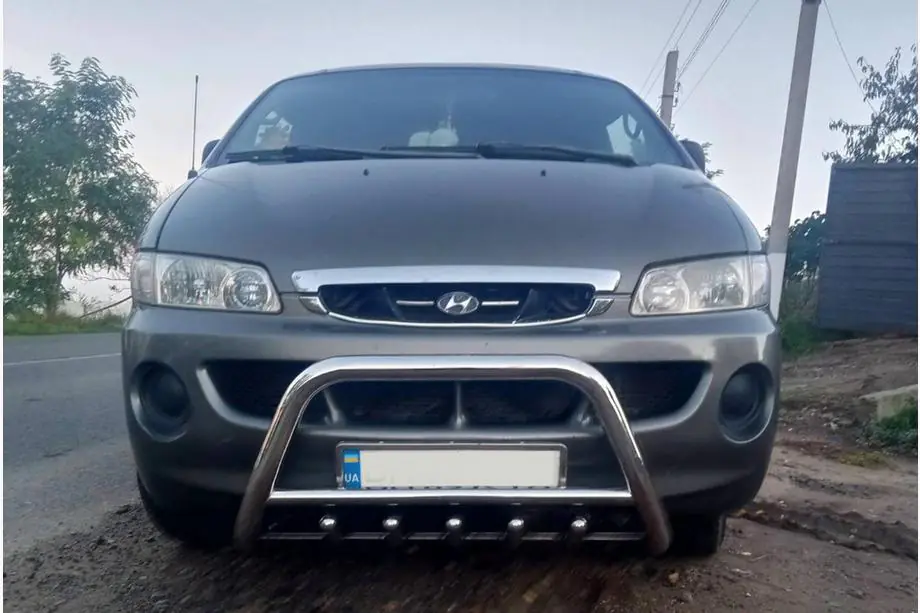 Hyundai H200, H1, Starex 1998-2007 гг. Защита переднего бампера (нерж. сталь) Image