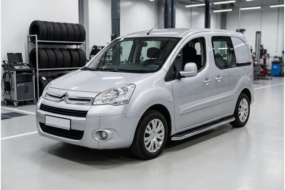 Citroen Berlingo 2008-2018 гг. Боковые Подножки Maydos V1 (2 шт., Алюминий и Нержавейка) Image