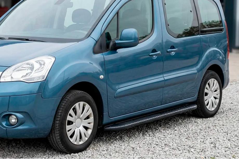 Peugeot Partner Tepee 2008-2018 гг. Боковые пороги Bosphorus Black (2 шт., алюминий) Image