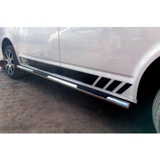 Боковые трубы (2 шт., нержавейка) Volkswagen T5 Transporter 2003-2010 гг. фото 2