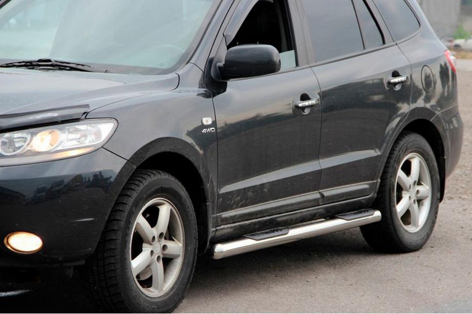 Hyundai Santa Fe 2 2006-2012 гг. Боковые трубы B3 (2 шт., Нержавейка) Image