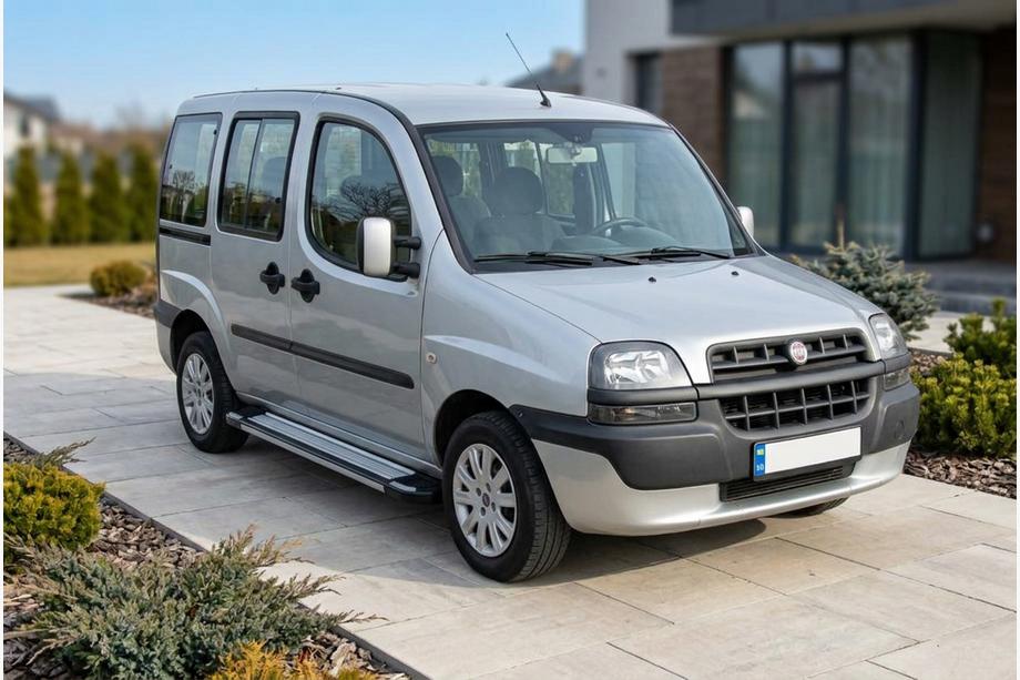 Fiat Doblo I 2001-2005 гг. Боковые Подножки Rainbow (2 шт., Алюминий) Image