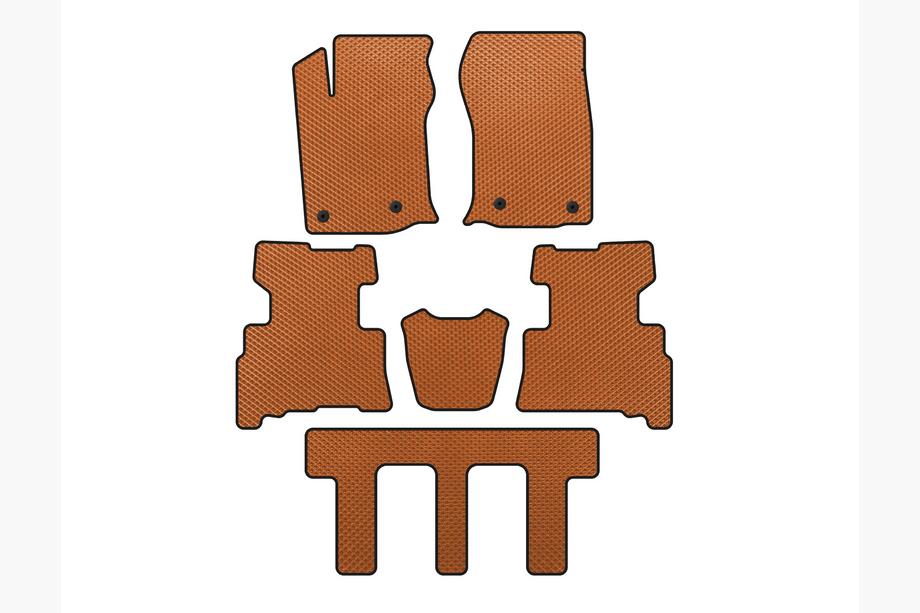 Toyota 4Runner 2009-2024 гг. Коврики EVA (3 ряда, 2014-2024, 7-местный, Оранжевый) Фото 1