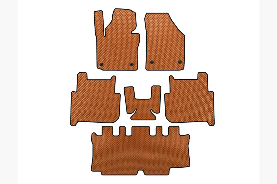 Volkswagen Touran 2003-2010 гг. Коврики EVA (3 ряда, 2006-2010, 7-местный, Оранжевые) Image