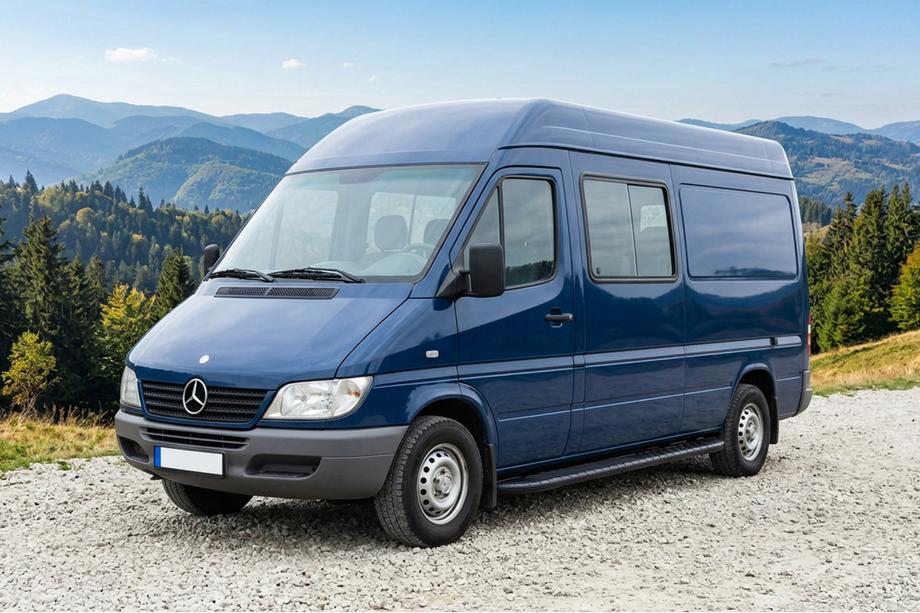 Mercedes Sprinter W901/902/903/904/905 1995–2006 гг. Боковые пороги Bosphorus Black (2 шт., алюминий) Image