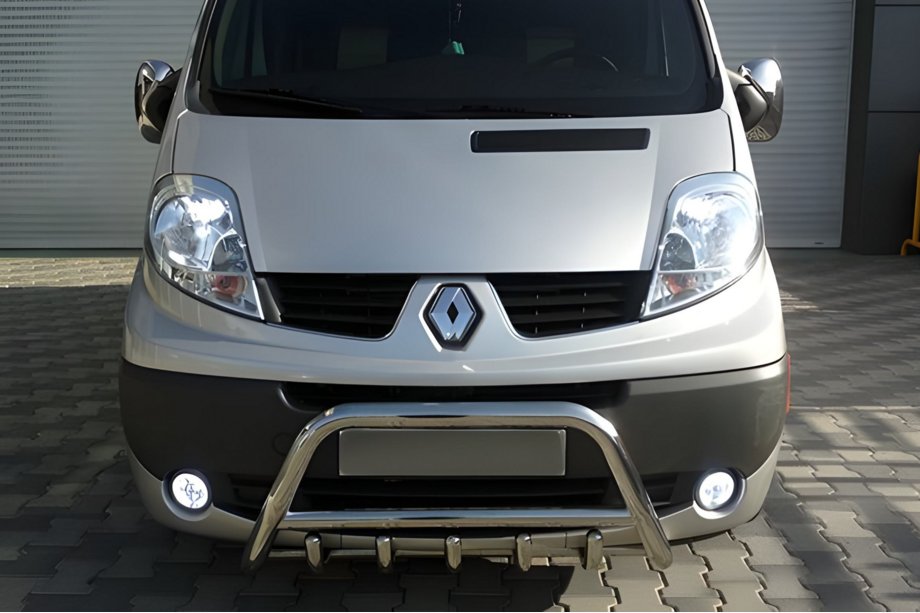 Renault Trafic 2001–2015 гг. Кенгурятник WT003-4 (нержавейка) С надписью Renault Image