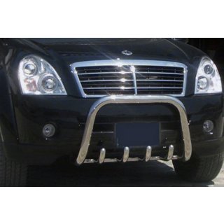 Кенгурятник QT006 (нержавейка) SsangYong Rexton I 2001-2017 гг. фото 1