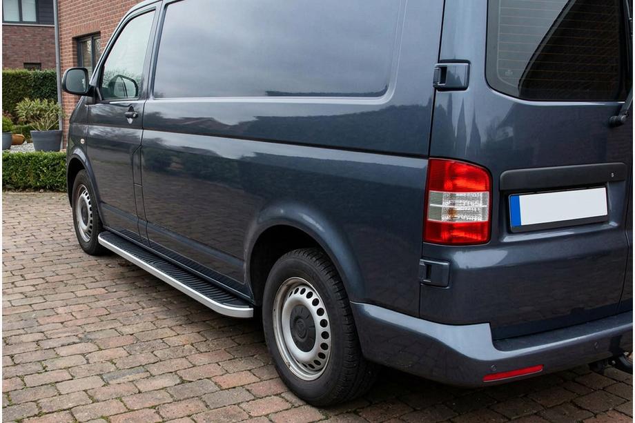 Volkswagen T5 Transporter 2003-2010 гг. Боковые Подножки Tayga Grey (2 шт., Алюминий) Только для короткой базы Image