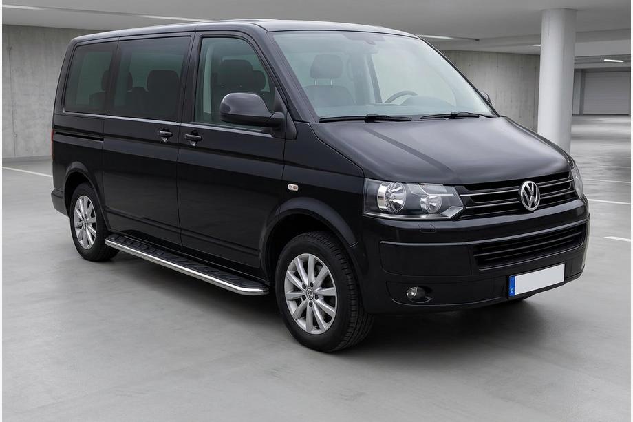 Volkswagen T5 2010-2015 гг. Боковые Подножки Maydos V1 (2 шт., Алюминий и Нержавейка) Только для короткой базы Image