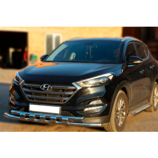 Передняя Защита Shark Нержавейка Hyundai Tucson TL 2016-2021 гг. фото 1