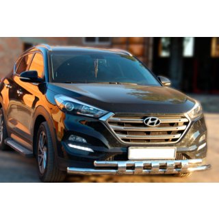 Передняя Защита Shark Нержавейка Hyundai Tucson TL 2016-2021 гг. фото 2