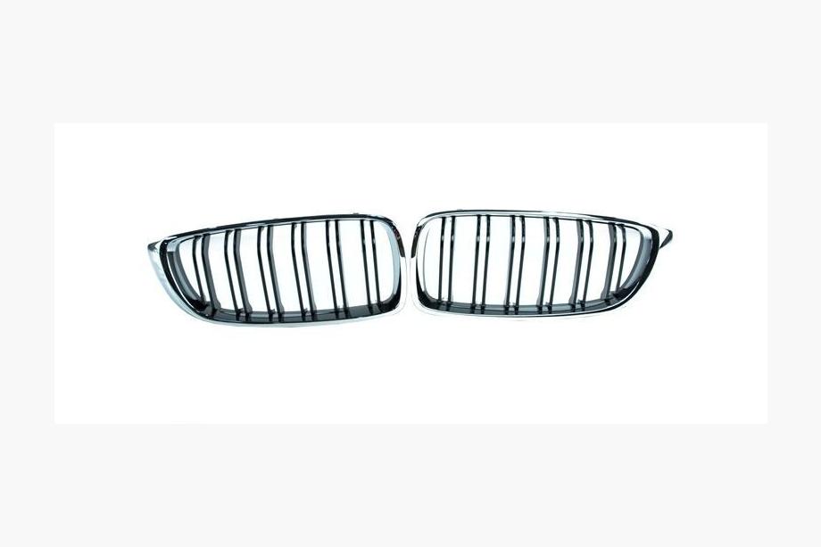 BMW 3 серия F30/F31 2012-2019 гг. Решетки M-Look (для F80, Черный Глянец с Хромированной Окантовкой) Фото 2