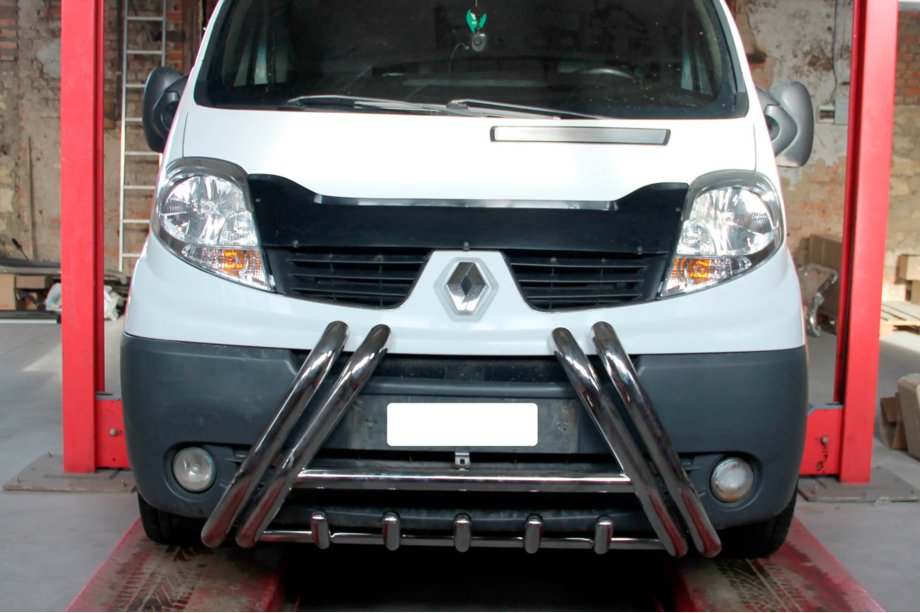 Opel Vivaro 2001–2015 гг. Передняя защита F1-01 (нержавейка) Image