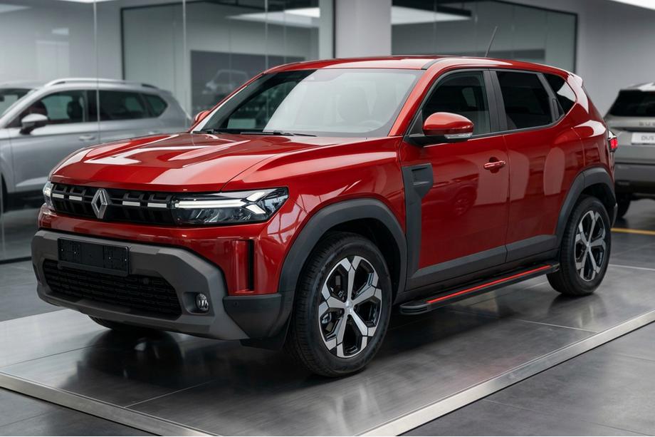 Renault Duster 2024- гг. Боковые Подножки Maya Red (2 шт., Алюминий) Image