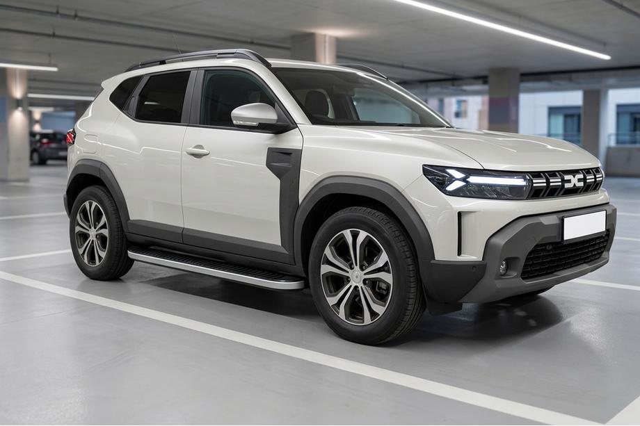 Renault Duster 2024- гг. Боковые Подножки Tayga Grey V1 (2 шт., Алюминий) Image