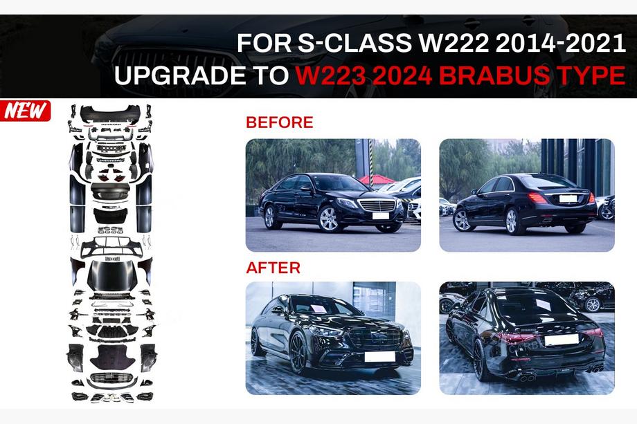 Mercedes S-class W222 2013-2022 гг. Комплект рестайлинга в W223 BRB (с дверными ручками и вставками) Image