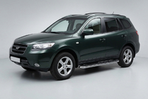 Hyundai Santa Fe 2 2006-2012 гг. Боковые Подножки Maydos V1 (2 шт., Алюминий и Нержавейка) фото 1