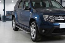 Dacia Duster 2008-2018 гг. Боковые Подножки Maydos V1 (2 шт., Алюминий и Нержавейка) фото 1