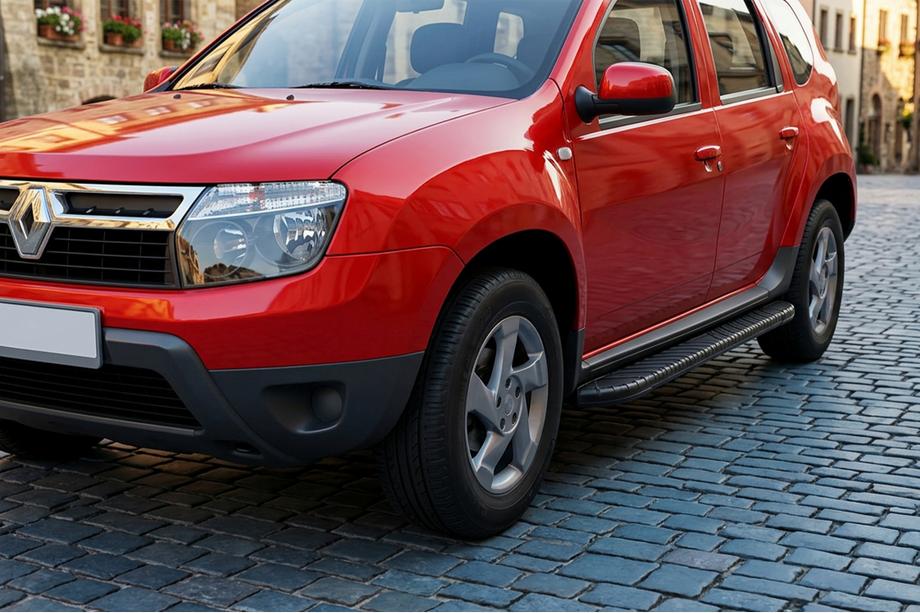 Dacia Duster 2008-2018 гг. Боковые пороги Bosphorus Black (2 шт., алюминий) Image